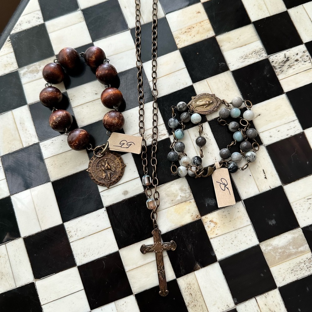Boho Western Saint Cross Jewelry Set Bracelets Necklace TWIGS